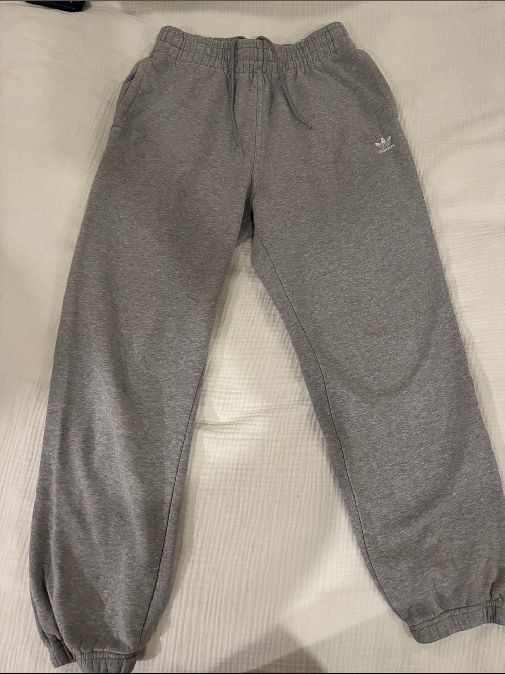 adidas Kids Gray Fleece Joggers with Trefoil Logo
